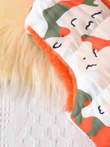 Set de 2 piezas con chaleco cálido con estampado camuflaje y pantalón informal tipo mono con cremallera media para niña, uso diario, nuevo para otoño/invierno