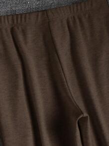 SHEIN BASICS 女士休闲纯色针织喇叭袖上衣 - 棕色 - 查看 10