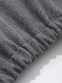 Dazy-Less 女士时尚设计师拉链装饰纯色半拉链抓绒卫衣，秋季女装，保暖内衬 - 灰色 - 查看 8