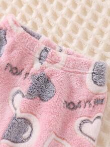 SHEIN 2 件套女童仙女图案保暖舒适裤和长袖家居服套装，适合秋冬季 - 粉色 - 查看 5