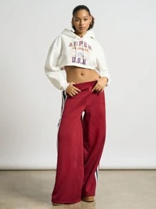 AiiRZ Sudadera con capucha corta estilo universitario de deporte universitario, diseño de Colorado EE. UU., para otoño e invierno, con cordón para la universidad y atletismo - Blanco - Ver 4