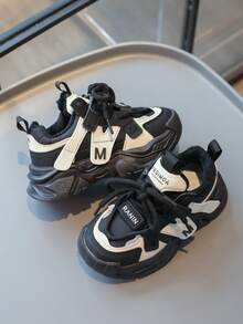 Giày thể thao trẻ em mùa đông ngoài trời thời trang thường ngày màu tương phản, lót nhiệt ấm áp đa năng đế bằng đế thấp có móc và vòng chạy bộ - Nhiều màu - Xem 4