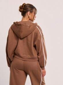 MUSERA Sudadera con capucha y cremallera con gráfico de estrella M - Gris Oscuro - Ver 3