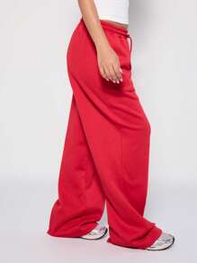 MUSERA 抽绳宽松运动裤，机场休闲冬季款 - 紅色 - 查看 3