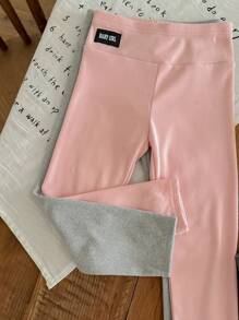 SHEIN LMoss Kids 年轻女孩买 1 送 4 5 件套女孩纯色修身字母印花打底裤，非常适合圣诞节休闲日常穿着和学校穿着，女孩冬装，圣诞服装，派对服装，日常穿着学校日常，生日服装，公主服装，妈妈和女儿和姐妹搭配 - 彩色 - 查看 5