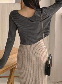 DAZY Women Solid Color Long Sleeve Tight Short Cardigan, Casual Everyday Wear,Fall Clothes