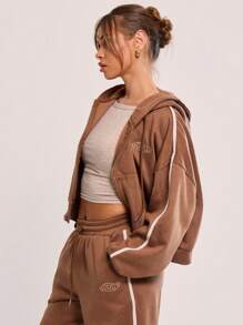 MUSERA Sudadera con capucha y cremallera con gráfico de estrella M - Gris Oscuro - Ver 2