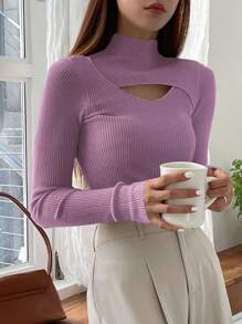 DAZY Women Slim Fit Pullover Sweater, Autumn New Arrival,Long Sleeve Tops,Fall Women Clothes - Purple - View 3