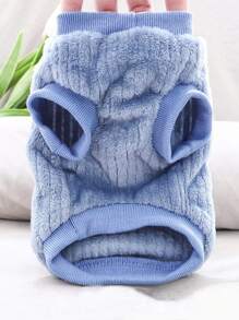 Knitwear Plush Pet Sweatshirt, For Small & Medium Dogs Christmas For Holiday Gift Giving - Blue - View 3
