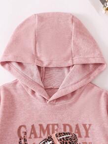 Tween Girls Fashion Long Sleeve Sweatshirt With Football English Slogan Graphic, Autumn - Pink - View 4