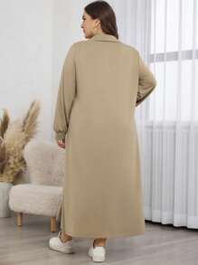 Lacomfia Sudadera con capucha de manga larga, cuello vuelto y estampado gráfico a color para tallas grandes