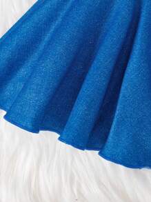 SHEIN 2pcs Young Girl Winter New Fluffy Crew Neck Sweatshirt & Flared Printed Jeans Effect Pants Christmas Holiday Casual Outfit Set