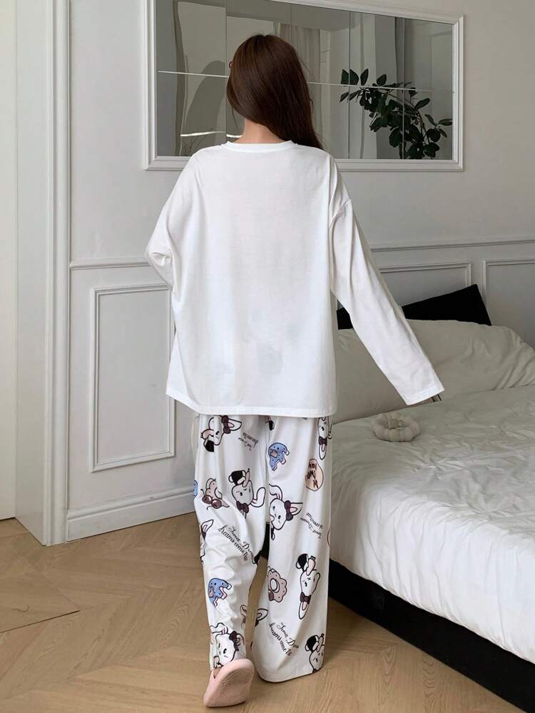 Cute Rabbit Pattern Loose Pajama Set