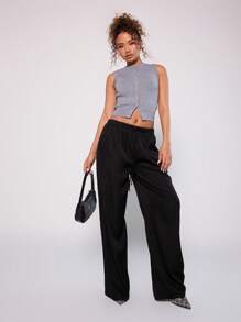 MUSERA Button Up Sleeveless Knit Top - Grey - View 4