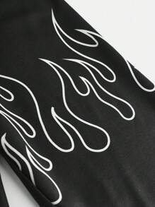 SHEIN 2pcs/Set Tween Girl Oversized Logo Print Hoodie And Sweatpants Outfit - Black - View 3