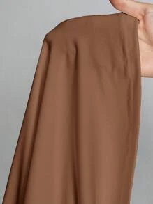 SHEIN Tall Simple Solid Color Slim High Collar White Top Suitable For Autumn And Winter - Brown - View 8
