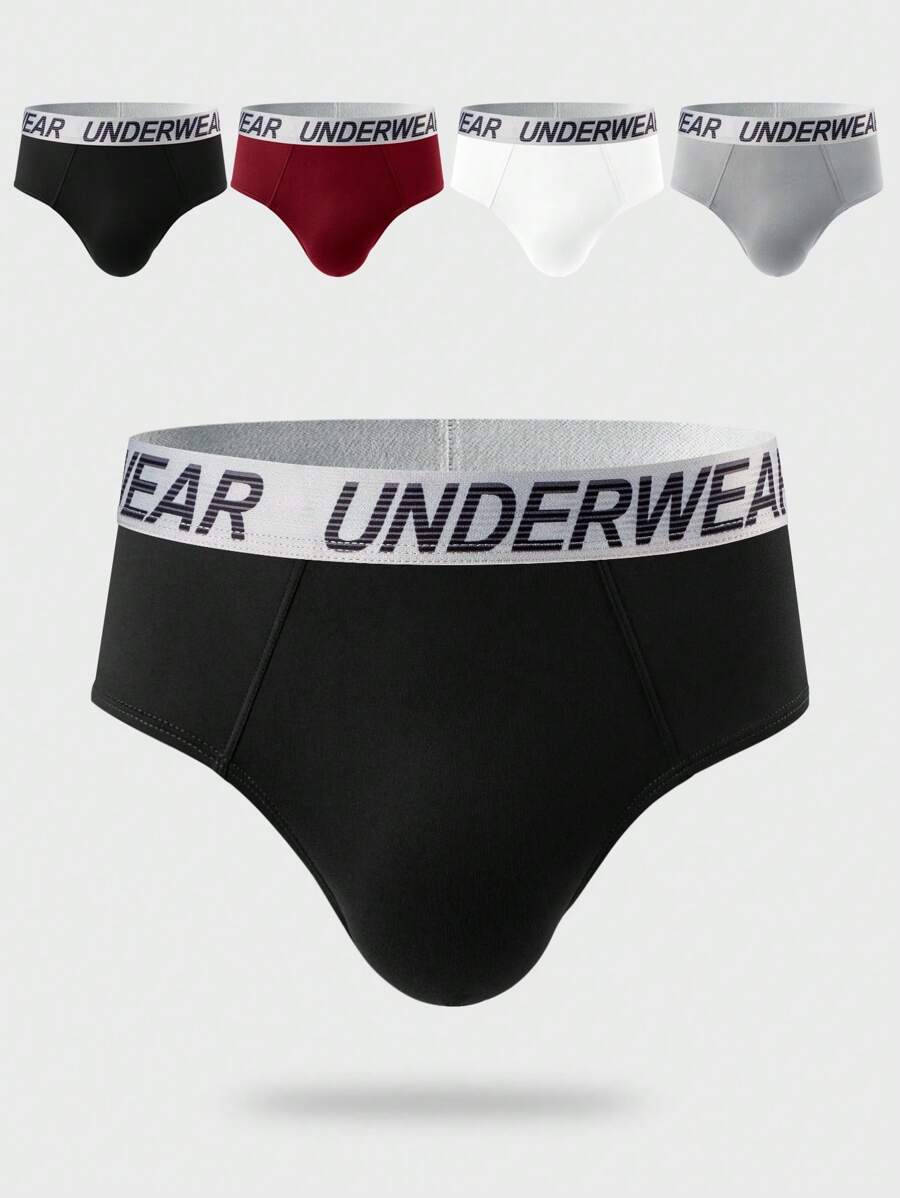 5pcs/Pack Men Letter Waistband Briefs