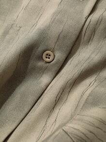 DAZY 2 件套女士套装：前扣长袖衬衫和口袋装饰裙、短款女士套装、秋装 - 卡其色 - 查看 9