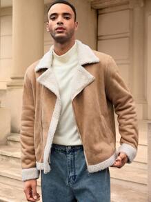 Manfinity VCAY Men's Casual Loose Fit Long Sleeve Open Front Jacket, Fashion Young Style Everyday Wear