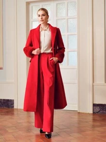 ZEYLAH WOOL PEAK COLLAR FUZZY CUFF LONGLINE OVERCOAT