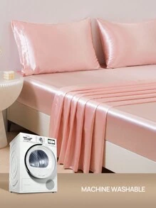 Juego de 3/4 piezas 1 sábana ajustable de satén + 1 sábana plana de satén + 1/2 fundas de almohada de satén, suaves, transpirables y sin arrugas, mejor para dormir, estilo de hotel de lujo, regalo para mamá, papá y amigos, bolsillo profundo de 14 pulgadas/35 cm, lavable a máquina, para camas individuales, dobles, king y queen