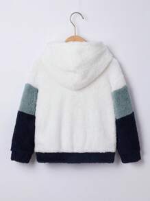 SHEIN Leap Crew 小男孩撞色块图案字母刺绣羊毛卫衣 - 彩色 - 查看 2