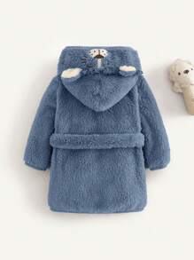Cozy Pixies Baby Boy Cartoon Lion Design 3D Ear Hooded Tassel Decor Long Sleeve Open Front Robe