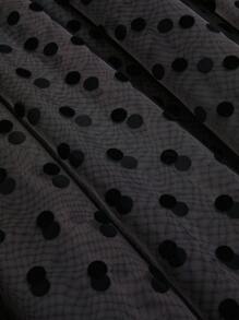 SHEIN Unity Damen Große Größen eleganter hochgeschnittener A-Linien Rock mit Tüll-Punktmuster