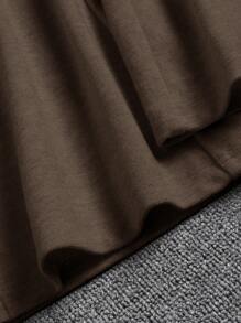 SHEIN BASICS 女士休闲纯色针织喇叭袖上衣 - 棕色 - 查看 9