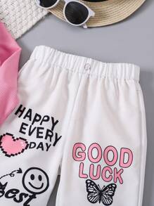 2件套年轻女孩休闲街头短款上衣+涂鸦直筒裤，适合日常外出和各种休闲场合，秋冬季 - 彩色 - 查看 5