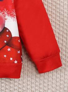 SHEIN Christmas Hooded Sweatshirt For Girls Autumn Winter New Fashion Brand Red Christmas Snowman Deer Bear Print Children Hoodie - Red - View 5