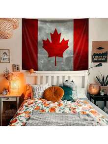 1 件加拿大国旗印花壁挂挂毯、房间墙壁装饰、家居装饰 - 彩色 - 查看 6