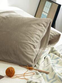 2 vỏ gối nhung pha lê ấm áp mùa thu đông màu kaki trơn đơn giản kiểu Nhật, siêu mềm, thoáng khí, đơn giản, thời trang và thoải mái cho cuộc sống hàng ngày, ký túc xá sinh viên bốn mùa, vỏ gối, không bao gồm lõi gối, bộ đồ giường, khách sạn, đồ gia dụng, đôi, đôi lớn, nữ hoàng, vua. - Màu Khaki - Xem 2