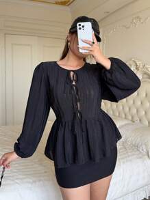 Flirla Blouse ample et décontractée texturée, grande taille pour femmes, porter au quotidien