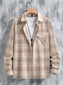 Manfinity Homme Chemise casual à manches longues avec col et boutons, poche avant pour homme. Chemise de flanelle colorée pour le travail, cadeau pour papa et moi, amis, mari, petit ami