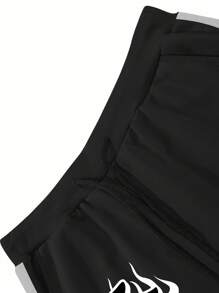 Manfinity EMRG Men's Flame & Letter Print Contrast Color Drawstring Loose Sweatpants