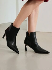 MOTF PREMIUM NEW STILETTO HEEL ANKLE BOOTS FOR WOMEN, POINTED TOE SLIM HIGH HEEL BOOTS FOR CHRISTMAS AND NEW YEAR HOLIDAY SPRING SHOES - Black - View 1