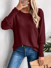 SHEIN LUNE Camiseta casual y versátil con espalda hueca y empalme de encaje texturizado