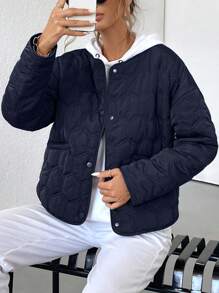 Aveloria Affinna 休闲几何印花圆领口袋加厚棉服冬季