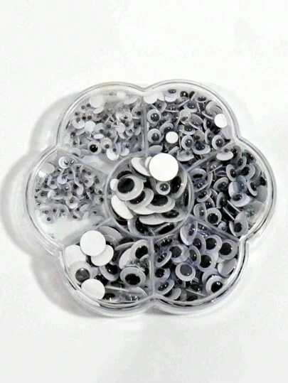 700pcs 7 Sizes Toy Eyes Sticker Diy Handmade Material For Toy, Black & White Design, With Storage Box,Cute Decoration ,DIY Accessory Christmas For Holiday Gift Giving
