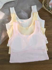 3 stuks/set comfortabele mesh witte en roze camisole ondergoedset voor meisjes