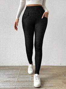 Chiquease Thermische gevoerde thermische legging voor dames, herfst/winter