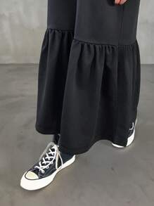 FRIFUL Women Loose Contrast Color Layered Design Dress,Ruffle