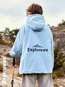 SHEIN Teen Boy Casual Zip-Up Hooded Jacket For Autumn