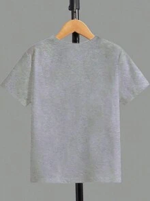 年轻男孩万圣节怪物蜘蛛狩猎图案印花休闲圆领 T 恤 - 淺灰色 - 查看 2