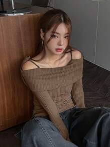 DAZY Women Plain Long Sleeve Bowknot Simple T-Shirt, Casual For Daily Wear