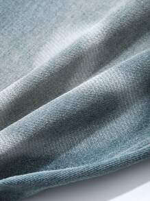 DAZY 女士休闲心形印花宽松阔腿牛仔裤 - 中等水洗藍 - 查看 8