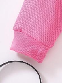 3pcs/Set Girls Casual Waffle Texture Long Sleeve Sweatshirt, Printed Tank Top And Pants Set