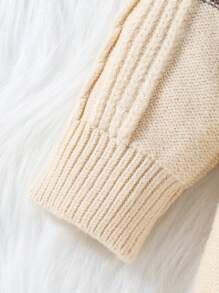 SHEIN Bộ áo liền quần len dệt kim cho bé trai, cổ tròn, tay dài, thoải mái và ấm áp, thích hợp mặc thường ngày, phối màu thời trang cho mùa thu/đông. - Nhiều màu - Xem 6