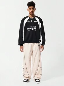 青少年男孩休闲时尚舒适长袖连帽衫和裤子套装 - 黑色 - 查看 7